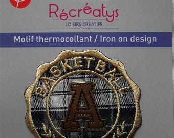 Coat of arms Crest Sport basketball & LAURELS fusible - L.5.5cm - H 5.5 cm