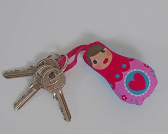 Pink matryoshka keychain
