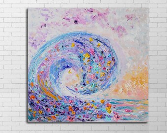 Flower Wave,Ocean Wave painting,Wave painting, Gift-for-mother, gift-for-friend, gift-for-sister, gift-for-mom, gift-for-woman, gift-for-her