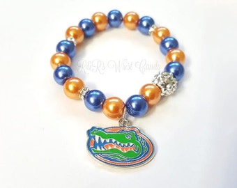 University of Florida Gators Bracelets, Football Bracelets,Team Bracelets, Stretchy, Womens Bracelets, Handmade, Custom Beaded Jewelry