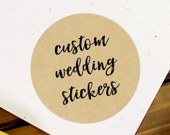 Kraft Wedding Sticker, Custom Wedding Label, Custom Wedding Stickers, Wedding Stickers, Wedding Favor Stickers, Custom Wedding (11-0001-036)