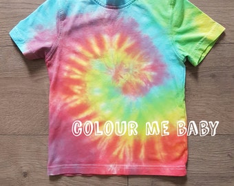 Traditional Tie dye rainbow swirl kids tshirt