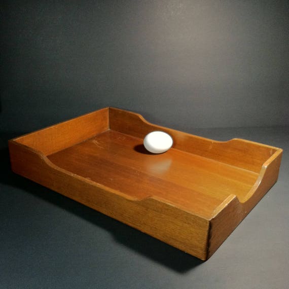 Vintage Wood Desk Tray Legal Size Mid Century Dovetail Like This Item