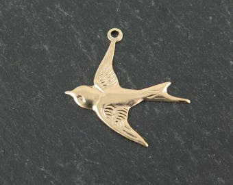 Gold Filled Swallow Pendant 19mm