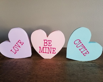Conversation Heart Decor ~ Happy Valentine's Day Decor ~ Heart Decor ~ Stackable Hearts ~ Cute Decor