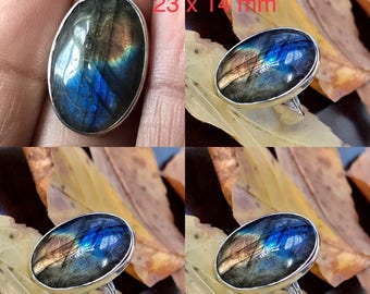 Labradorite Ring Blue Labradorite Statement Gemstone Ring 925 Sterling Silver Bezel labradorite Ring Size 6,7,9,10 Oval Labradorite Ring