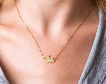 Personalized Bunny Rabbit Necklace , Custom Engraved with any Name or Word for Free- as seen in the movie Don't Think Twice!