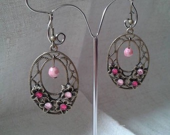 pretty pink floral earrings