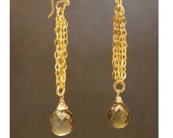 Chain earrings with Whiskey quartz Venus 121