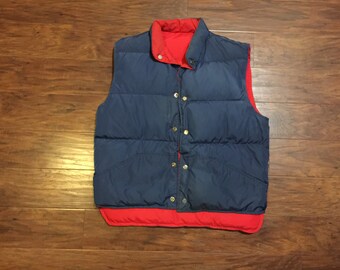 70s blue puffy down feather vest