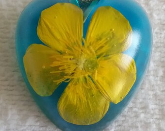 Yellow Flower Heart Pendant