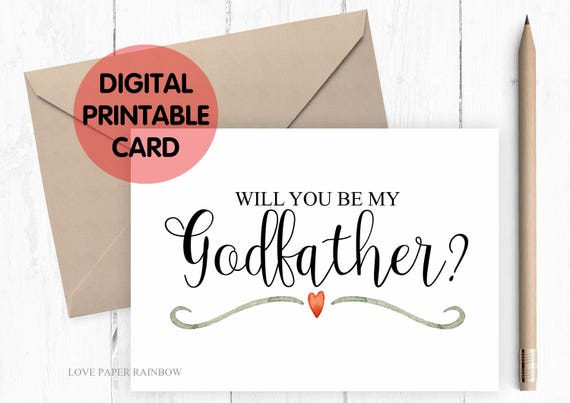PRINTABLE will you be my godfather card, printable godfather card, godfather card printable, will you be my godfather printable card