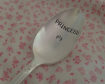 Princess recycled silverware hand stamped spoon