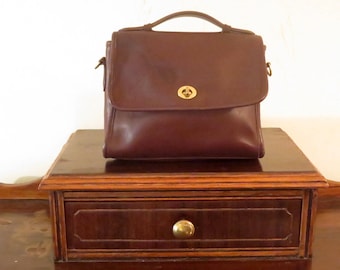 Etsy BDay Sale Coach Court Bag In Mahogany (Brown) Leather With Brass Hardware - Strap Missing