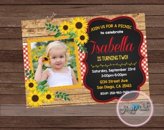 Sunflower invitation | Etsy