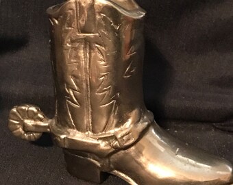 Vintage Brass Cowboy Boot Brass Boot Rustic Cowboy Primitive Western Boot
