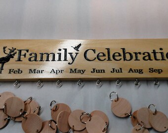 Customized family celebration board or birthday board with 20 blank disc's (FC_deer 2a)