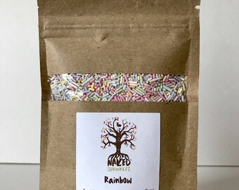 Vegan Rainbow Sprinkles, Dye-Free, Pastel Sprinkles, Organic Sprinkles, Plant-Based Sprinkles, Gluten-Free, Natural Jimmies (1 oz.)