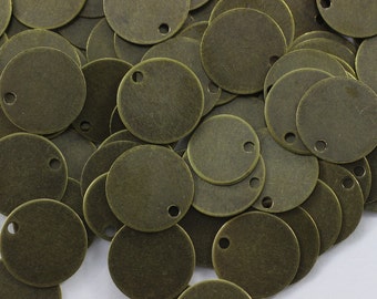 150 Pcs Antique Brass Round Stamping Blanks, 10 mm One Hole Bronze Coins, 26 Gauge Round Stamping Discs, Stamping Blanks, Stamping Tags