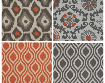 Tabby Orange Pillow cover choose your print orange gray beige oatmeal cushion cover pillow sham