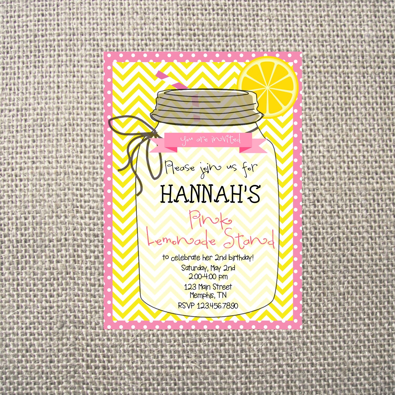 PRINTED or DIGITAL Lemonade Mason Jar Straw Stand Summer Sweet