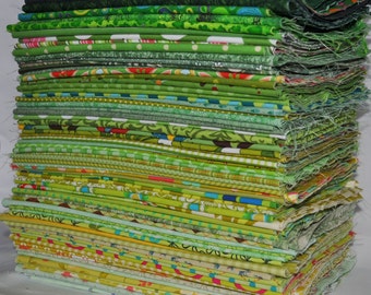 Designer Fabric Scrap Bag Green, 2 yards total
