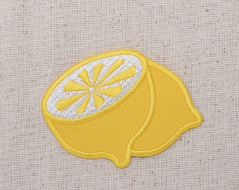 Yellow Half Lemon - Fruit - Iron on Applique - Embroidered Patch - WA343