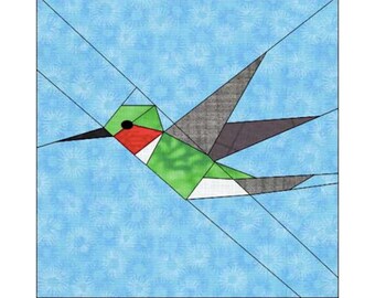 Hummingbird Quilt Block Paper Pieced Pattern