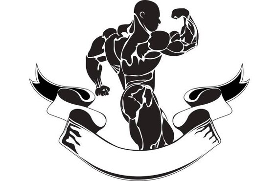 Bodybuilding Logo 11 Bodybuilder Banner Flexing Weightlifting