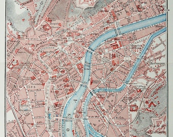 1900 antique city map of lige belgium lidje luik lttich luke
