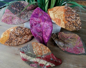 Felted Leaf Pin _ Hand-Made Nuno Felt Brooch