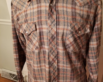 FREE SHIPPING 1960 Wool Plaid Western Shirt