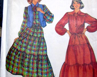 Butterick 6331 Jane Tise 70s Tier Womens Dress Sewing Pattern Size 10 Bust 32