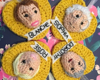 Crochet Golden Girls-Inspired Amigurumi Portrait Ornaments - Set of 4 - Ready to Ship