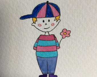 A6 hand-drawn cool dude card