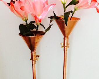 Handmade Industrial Copper wall hung vase