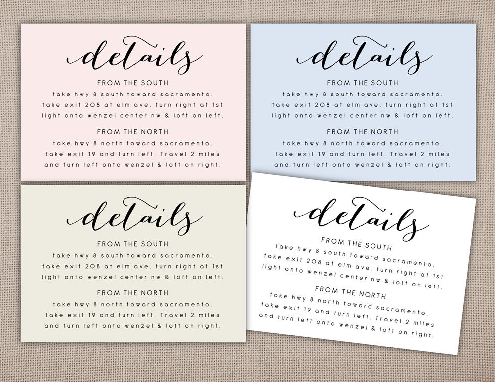 DETAILS Printable Card Wedding Information Printables