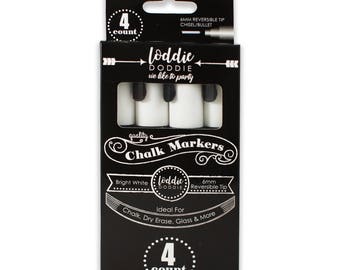 4 Count Bright White Liquid Chalk Markers by Loddie Doddie