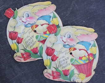 Vintage 1948 The Bunny Easter Party Record, Die Cut Pictorial Bunny with Basket, ONE RECORD