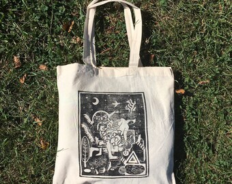 Totebag with 8x10 linocut print