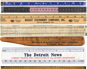 Vintage Wooden Rulers - Ephemera - Clip Art - Digital Collage Sheet - Printable - Instant Download
