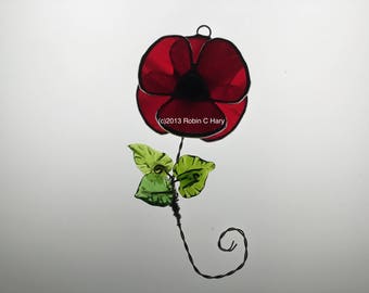 Poppy Suncatcher in Stained Glass