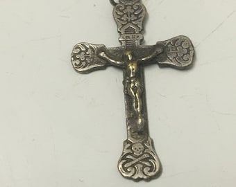 French silver pendant crucifix with great detail