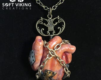 Mended Heart/Anatomical Heart Pendant One of a Kind Handmade