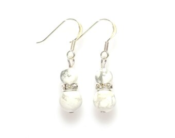 white howlite earrings howlite earrings womens earrings white earrings earrings gemstone earrings drop earrings wedding jewelry