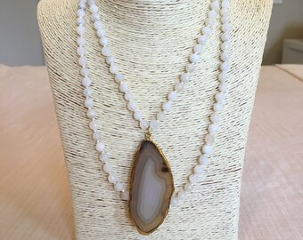 moonstone knotted necklace w/ agate