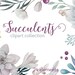 Watercolour Succulent clipart, wedding clip art, flower elements, digital watercolor, Wedding flowers, boho flowers, invitation clip art