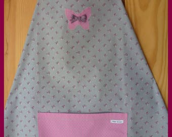 "My Butterfly"gray with small pink flowers apron