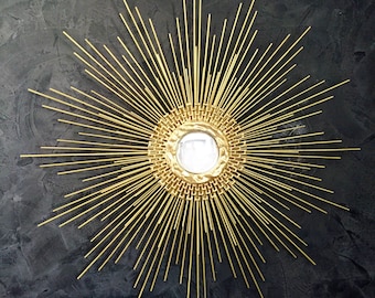 Gold Starburst Mirror / Handmade Sunburst Mirror 27in #1006 or #1007, mid century modern, farmhouse mirror, atomic starburst