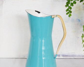 Vintage Dansk Kobenstyle Enamel Turquoise Pitcher Made in Denmark Jens Quistgaard Large
